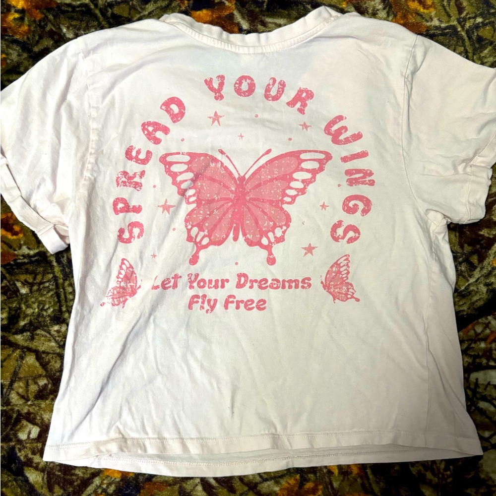 Pink Butterfly crop T-Shirt